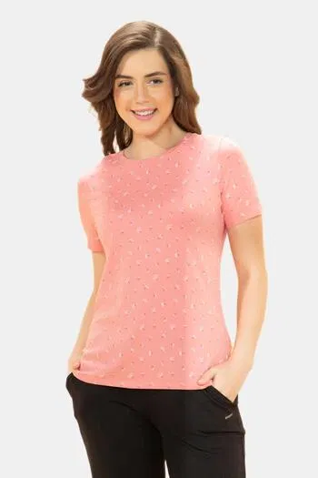 Buy Amante Scoop Neck Sleep Tee - Coral Floral Print
